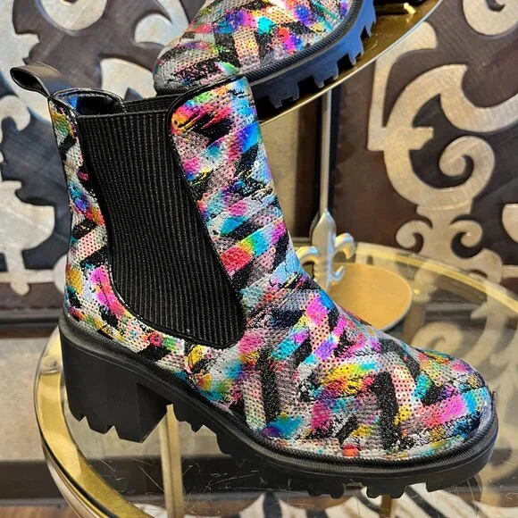 Betsey Johson Rowann black multi boots - Picture 3 of 9